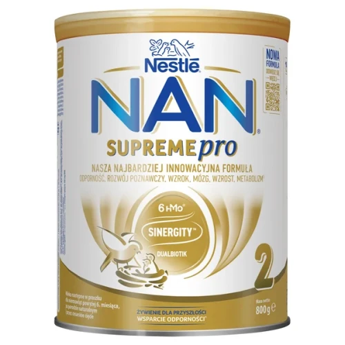 Nestle NAN Supreme 2 Mleko modyfikowane dla niemowląt powyżej 6 miesiąca życia, 800 g - Z kompleksem HMO i DHA wspierającymi rozwój