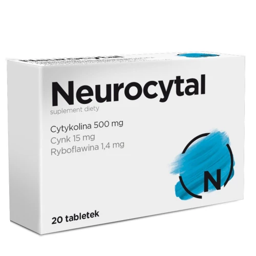 Neurocytal, 20 tabletek - Suplement diety z cytykoliną, cynkiem i witaminą B2, które wspierają układ nerwowy