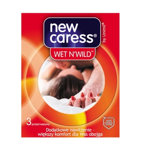 New Caress Wet N'Wild Prezerwatywy, 3 sztuki - Z dodatkowym nawilżeniem
