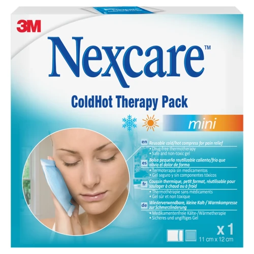 Nexcare ColdHot Mini, okład żelowy ciepło-zimno 11 cm x 12 cm, 1 sztuka - Okład ciepło-zimny wielokrotnego użytku z żelowym wkładem