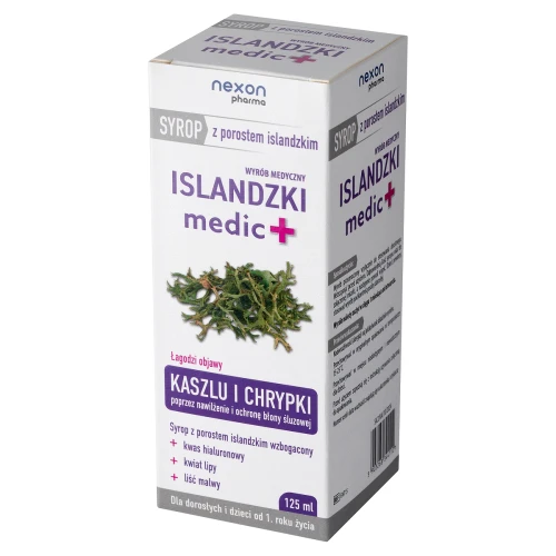 Nexon Pharma Islandzki Medic + syrop 125 ml - Łagodzi suchy kaszel i chrypkę