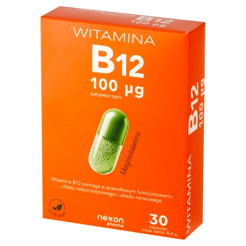 Nexon Pharma Witamina B12 100 mcg, 30 kapsułek - 100 μg metylokobalaminy w 1 kapsułce