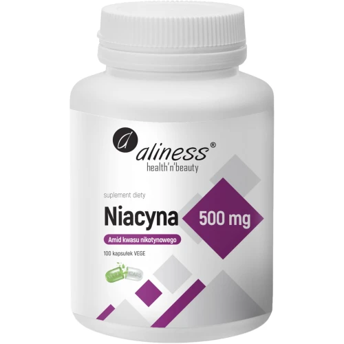 Aliness Niacyna, Amid kwasu nikotynowego 500 mg, 100 kapsułek - Dobrze tolerowana forma witaminy PP