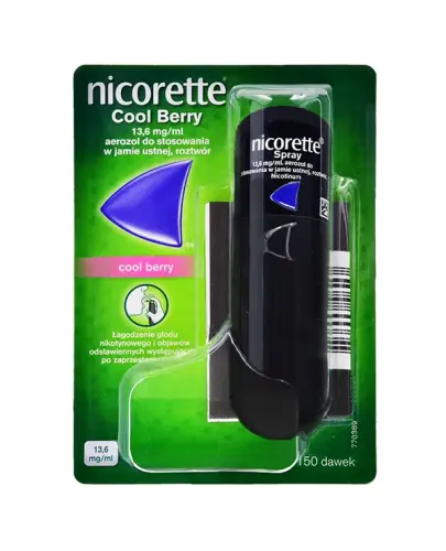 Nicorette Cool Berry 13,6 mg/ ml, aerozol do jamy ustnej, 13,2 ml - Nikotynowa terapia zastępcza w sprayu
