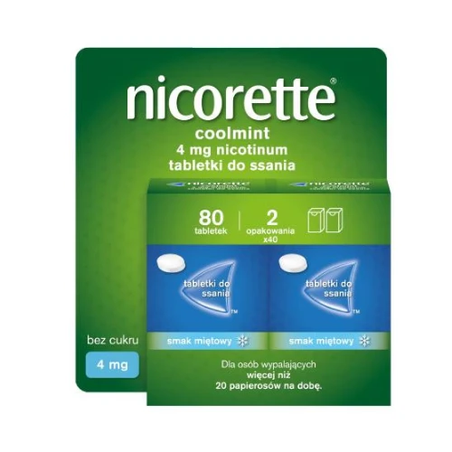 Nicorette Coolmint 4 mg, 80 tabletek do ssania - Tabletki do ssania łagodzące głód nikotynowy