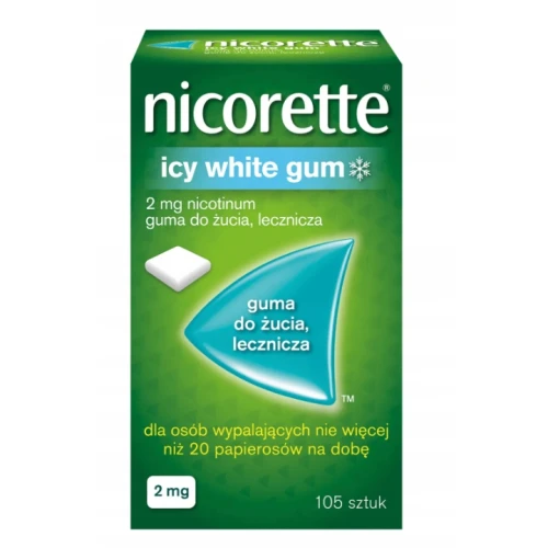 Nicorette Icy White Gum 2 mg, 105 sztuk - Guma z nikotyną