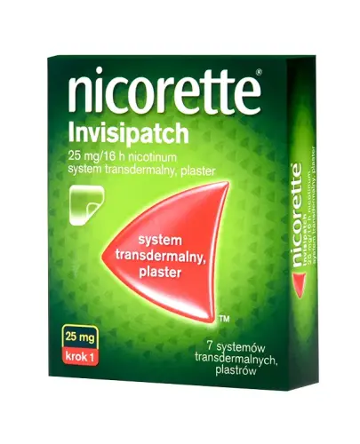 Nicorette Invisipatch 25 mg/16 h system transdermalny, 7 plastrów - Plastry na palenie