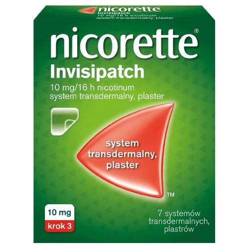 Nicorette Invisipatch 10 mg/16 h system transdermalny, 7 plastrów - Nasączone nikotyną, wspomagają rzucenie palenia 