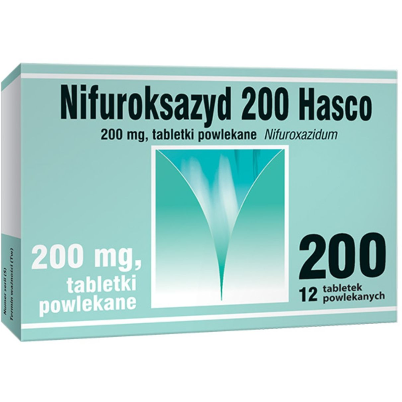 Nifuroksazyd 200 Hasco, 12 tabletek - 1 tabletka powlekana zawiera 200 mg nifuroksazydu (Nifuroxazidum)