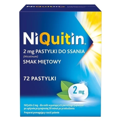 NiQuitin 2 mg, 72 pastylki do ssania - Tabletki na rzucanie palenia