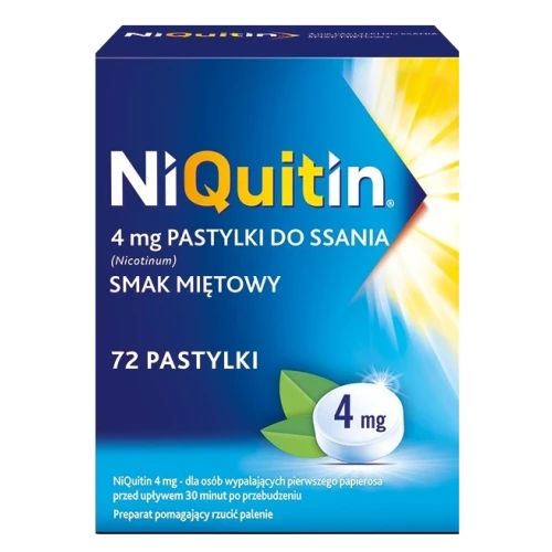 NiQuitin 4 mg, 72 pastylki do ssania - Tabletki na rzucanie palenia