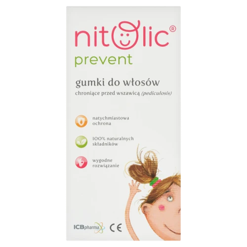 Nitolic Prevent Gumki przeciw wszom do włosów, 4 sztuki - Skuteczna i dyskretna ochrona przed wszami