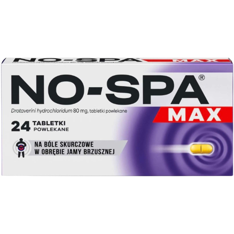 No-Spa Max, 80 mg, 24 tabletki - Rozkurczowe, zmniejszają ból  i bolesne skurcze w obrębie narządów jamy brzusznej oraz miednicy mniejszej
