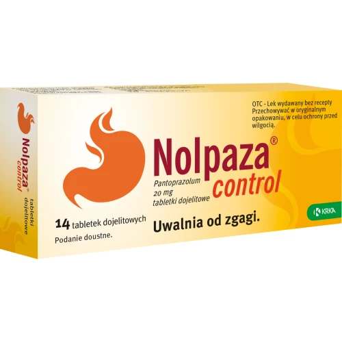 Nolpaza control, 14 tabletek dojelitowych - Łagodzi objawy zgagi i kwaśne odbijanie u dorosłych