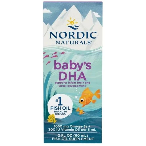 Nordic Naturals Baby's DHA Fish Oil 1050 mg Omega-3 with Vitamin D3, 60 ml - Tran z dorsza dla niemowląt