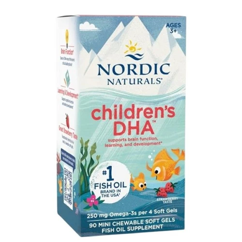 Nordic Naturals Children's DHA 250mg, 90 kapsułek - Wsparcie mózgu, wzroku i odporności dzieci