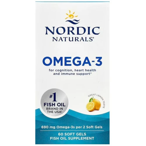 Nordic Naturals Omega-3 690 mg Lemon, 60 kapsułek - Omega-3 dla dorosłych