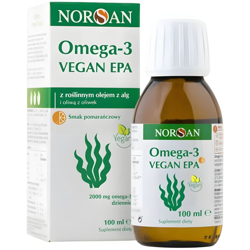 Norsan Omega-3 Vegan EPA, 100 ml - Płyn o smaku pomarańczowym