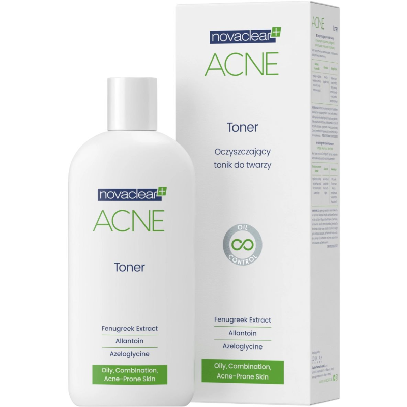 Novaclear Acne Oczyszczający tonik do twarzy, 150 ml  - Tonik do skóry tłustej, mieszanej, trądzikowej