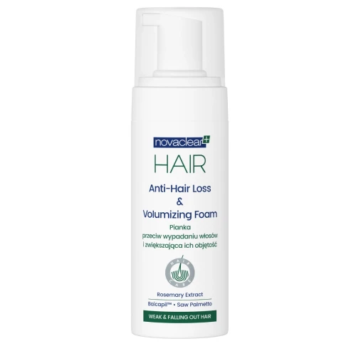 Novaclear Anti-Hair Loss & Volumizing Foam Pianka przeciw wypadaniu włosów, 150 ml - Zwiększa objętość włosów i unosi je u nasady