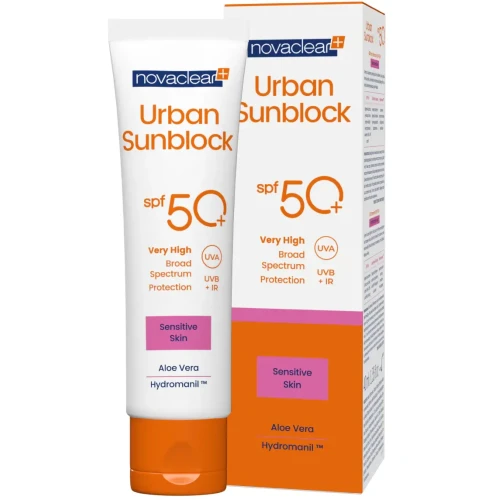 Novaclear Urban Sunblock, krem do twarzy z SPF 50+  40 ml - Pielęgnacja  i wysoka ochrona przeciwsłoneczna skóry suchej i wrażliwej