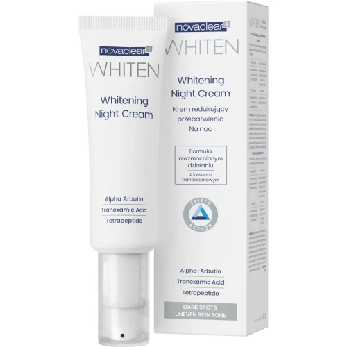 Novaclear Whiten Krem redukujący przebarwienia na noc, 50 ml - Z alfa-arbutyną, retinolem i azeloglicyną