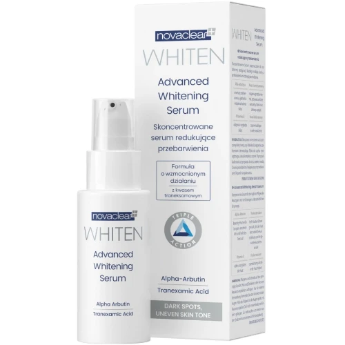 Novaclear Whiten Serum skoncentrowane redukujące przebarwienia, 30 ml - Z alfa-arbutyną, witaminą C i kwasem traneksamowym