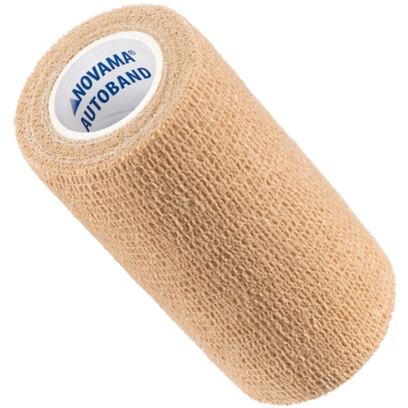 Novama Autoband, kohezyjny beżowy bandaż elastyczny, 10 cm x 4,5 m - Elastyczna opaska samoprzylepna bez kleju