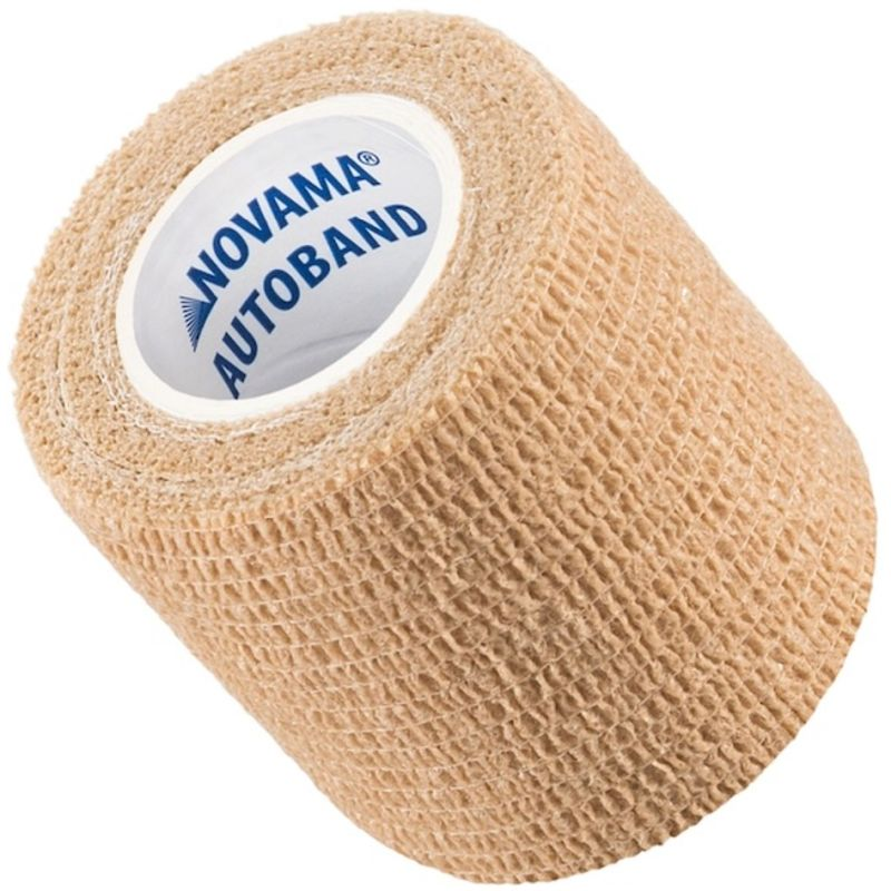 Novama Autoband Bandaż elastyczny kohezyjny beżowy 5 cm x 4,5 m - Elastyczna opaska samoprzylepna bez zapinek
