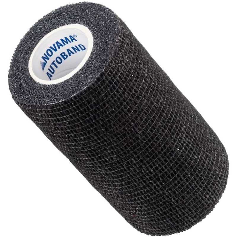 Novama Autoband Bandaż elastyczny kohezyjny czarny 10 cm x 4,5 m - Elastyczna opaska samoprzylepna bez kleju