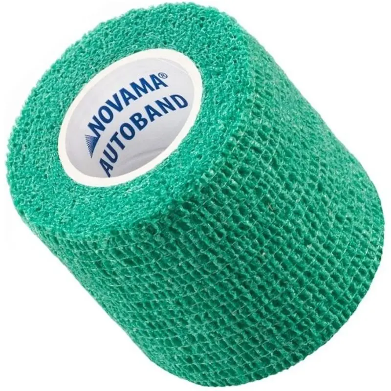 Novama Autoband Bandaż elastyczny kohezyjny zielony 5 cm x 4,5 m - Do stabilizacji stawów i mocowania opatrunków