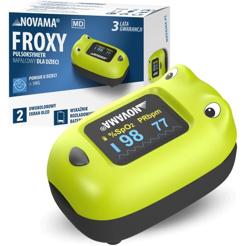 Novama Froxy Pulsoksymetr napalcowy dla dzieci, 1 sztuka - Precyzyjny pomiar SpO₂ i tętna