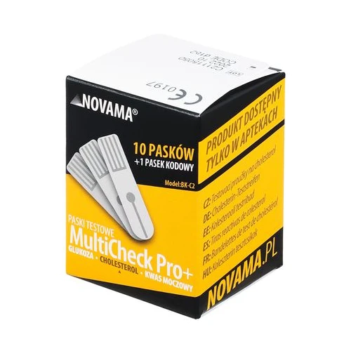 Novama Multicheck Pro+ Paski Cholesterol, 10 sztuk - Do pomiaru cholesterolu całkowitego