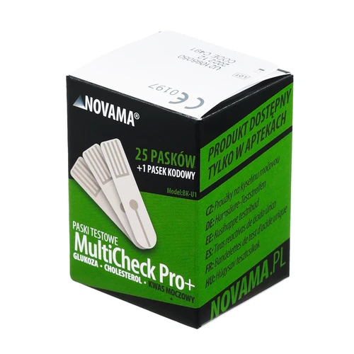 Novama MultiCheck Pro+ paski do badania kwasu moczowego, 25 sztuk - Pasują do urządzeń z serii NOVAMA MultiCheck Pro+