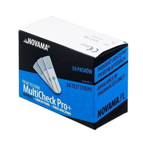 Novama MultiCheck Pro+ paski testowe do glukozy, 50 sztuk - Przeznaczone do użytku z urządzeniami NOVAMA MultiCheck Pro+