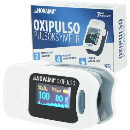 Novama Oxipulso Pulsoksymetr napalcowy, 1 sztuka -  Z funkcją Anti Motion, która zapobiega błędom pomiaru 