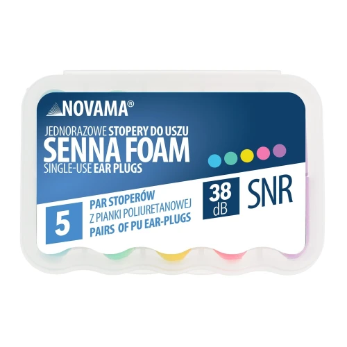 Novama Senna Foam Piankowe zatyczki do uszu, 5 par - Stopery do uszu skutecznie tłumiące hałas, wygodne i bezpieczne