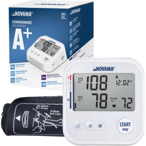 Novama White A+ Ciśnieniomierz naramienny, 1 sztuka - Z funkcją wykrywania arytmii