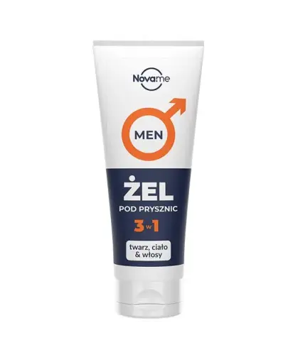 Novame Żel pod prysznic Men 3w1, 250 ml - Kompleksowy żel pod prysznic dla mężczyzn, do ciała, twarzy i włosów