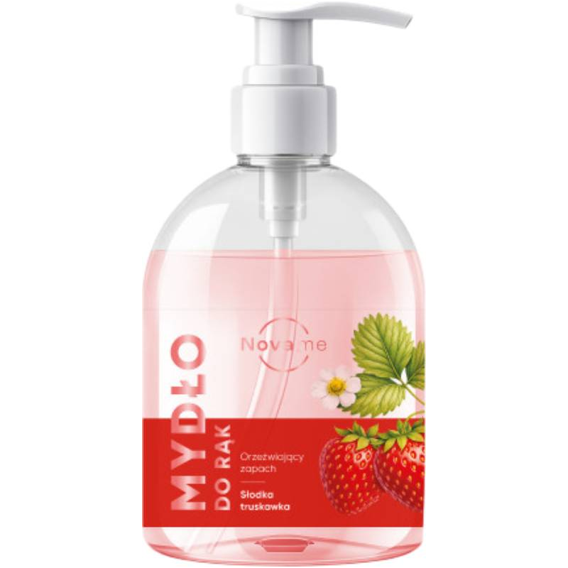 Novame Mydło do rąk Słodka truskawka, 500 ml - Łagodnie oczyszcza dłonie i chroni przed wysuszeniem