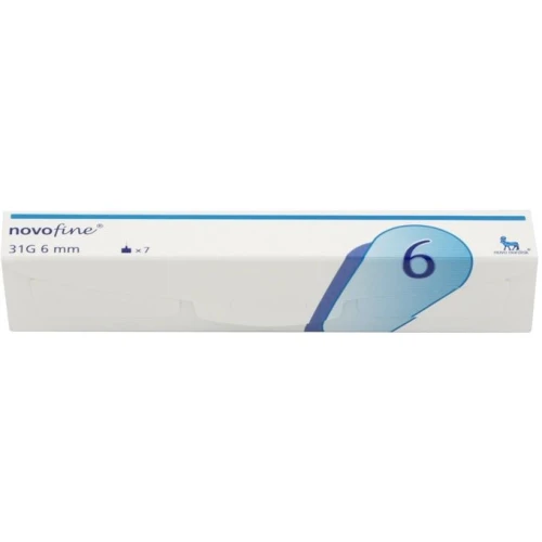Novo Fine Igły do penów insulinowych 31G x 6 mm, 7 sztuk - Mogą być używane do wszystkich wstrzykiwaczy firmy Novo Nordisk 