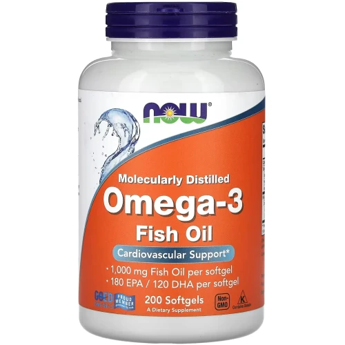 Now Foods Omega-3 Fish Oil, 200 kapsułek - Suplement diety dla osób dorosłych