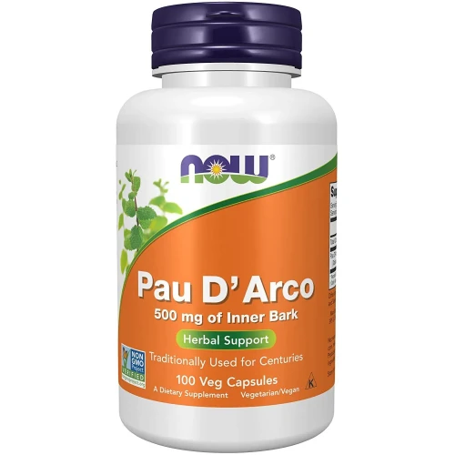 Now Foods Pau D'Arco 500 mg, 100 kapsułek - Z kory drzewa o właściwościach przeciwbakteryjnych, przeciwwirusowych i przeciwgrzybiczych