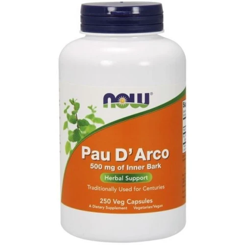 Now Foods Pau D'Arco 500 mg, 250 kapsułek - Z kory drzewa Tabebuia, która pomaga w zwiększeniu odporności organizmu
