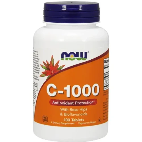 Now Foods Witamina C 1000 mg z dziką różą i bioflanowoidami, 100 kapsułek - Ze składnikami wspierającymi odporność