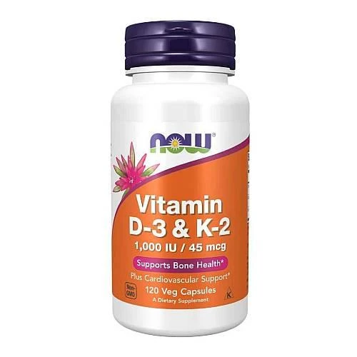Now Foods Vitamin D-3 & K-2, 120 kapsułek - Witamina K2 jako menachinon-4 (MK-4), witamina D jako D3 cholekalcyferol