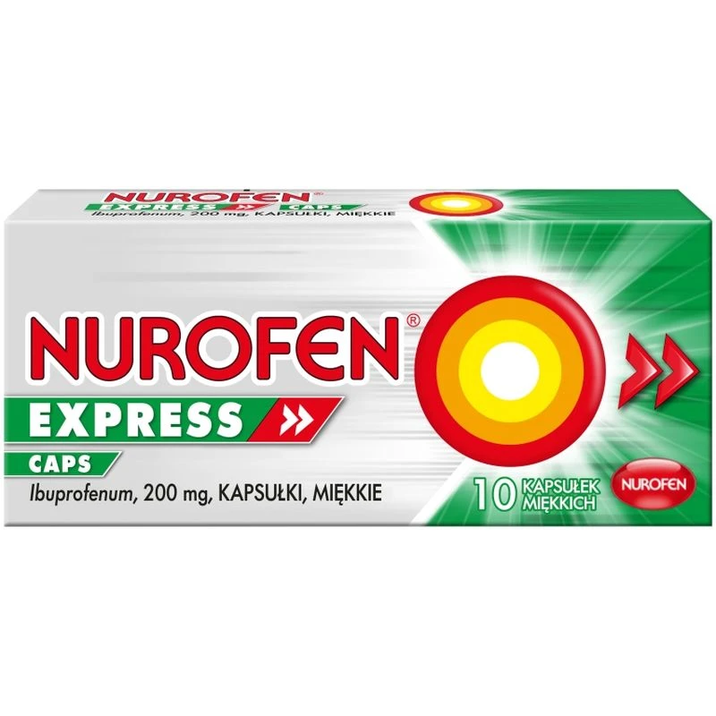 Nurofen Express  Caps, 10 kapsułek - Z ibuprofem o działaniu przeciwbólowym i przeciwzapalnym