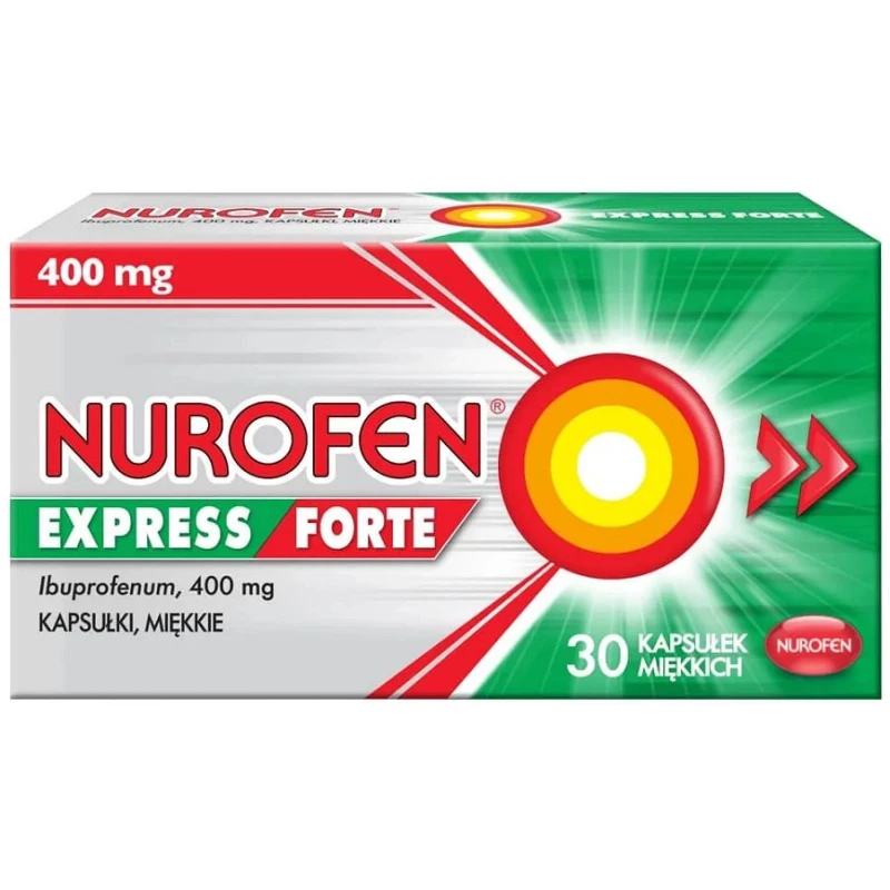 Nurofen Express Forte kapsułki, 30 sztuk - Z ibuprofem o działaniu przeciwbólowym i przeciwzapalnym