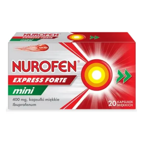 Nurofen Express Forte Mini 400 mg, 20 kapsułek - Łatwe do połknięcia kapsułki z ibuprofenem 