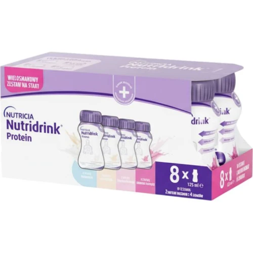 Nutridrink Protein Mix Multipack, 8 x 125 ml - Wielosmakowy zestaw na start w niedożywieniu i ryzyku niedożywienia związanego z chorobą